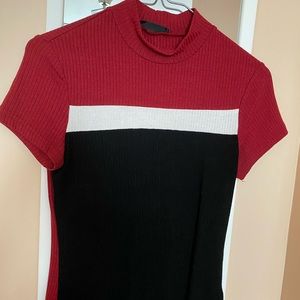 Red, white & black top